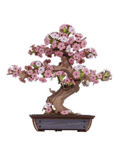 Robotime Rolife 3D Rompecabezas de Madera de Bonsái de Sakura Fácil Montaje Kit de Bonsái de Pino de Hoja Perenne Regalo de Navidad para la Familia Decoración del Hogar