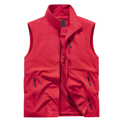 Chalecos cargo de verano para hombre, finos, de malla transpirable, chalecos sin mangas para escalar, chaquetas, ropa deportiva masculina, chalecos informales 6XL