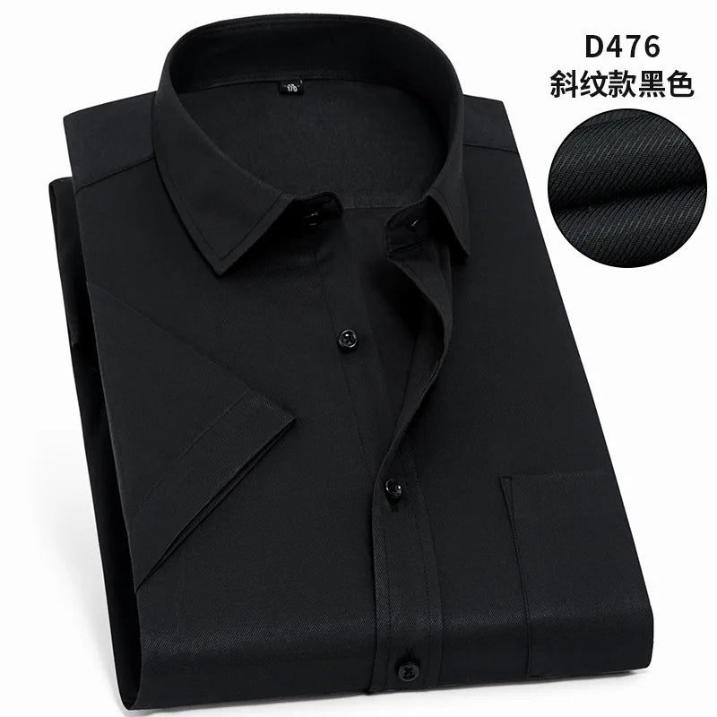 Nueva camisa de manga corta para hombre 7XL8XL de negocios casual sin planchado de alta calidad tallas grandes ropa de carga de moda de primavera y verano