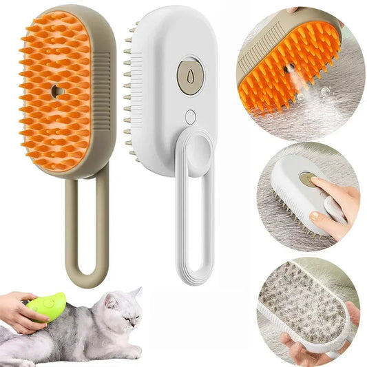 Cepillo de vapor giratorio para gatos y perros, peine eléctrico pulverizador para eliminar el pelo, cepillo de gato de silicona suave para masaje, peine de aseo, accesorios para mascotas