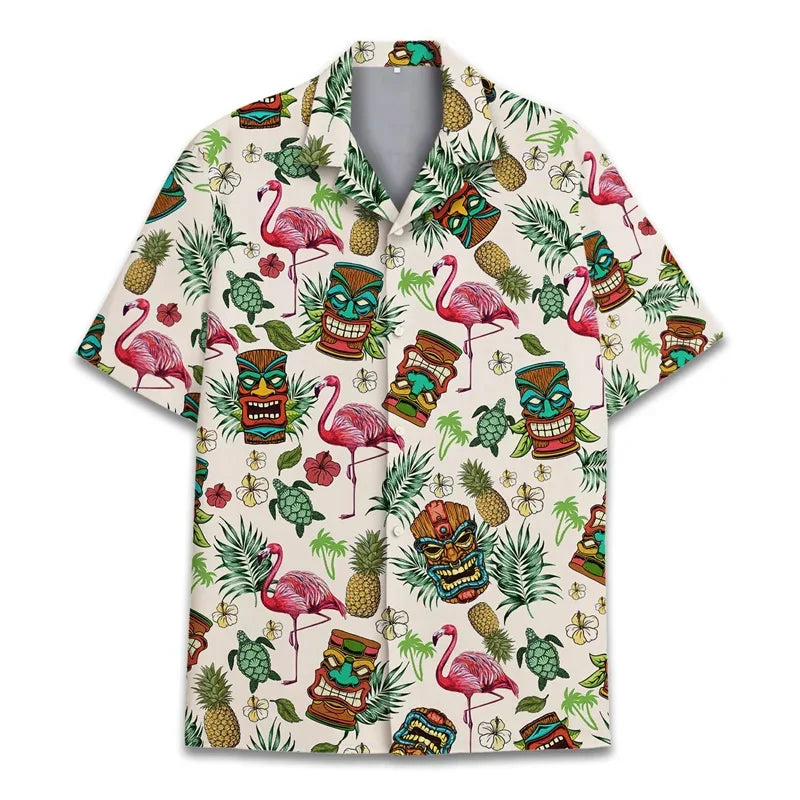 3D Printed Monkey Floral Leaf Hawaiian Shirt Men Orangutan Graphic Blouse Summer Holiday Short Sleeves Street Beach Aloha Shirts