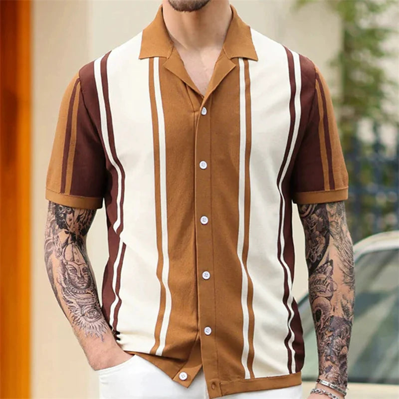 Camisas tipo polo Jacquard estilo europeo para hombre, tejido de punto, informal de negocios, frescura veraniega, viscosa de calidad, elásticas, sedosas