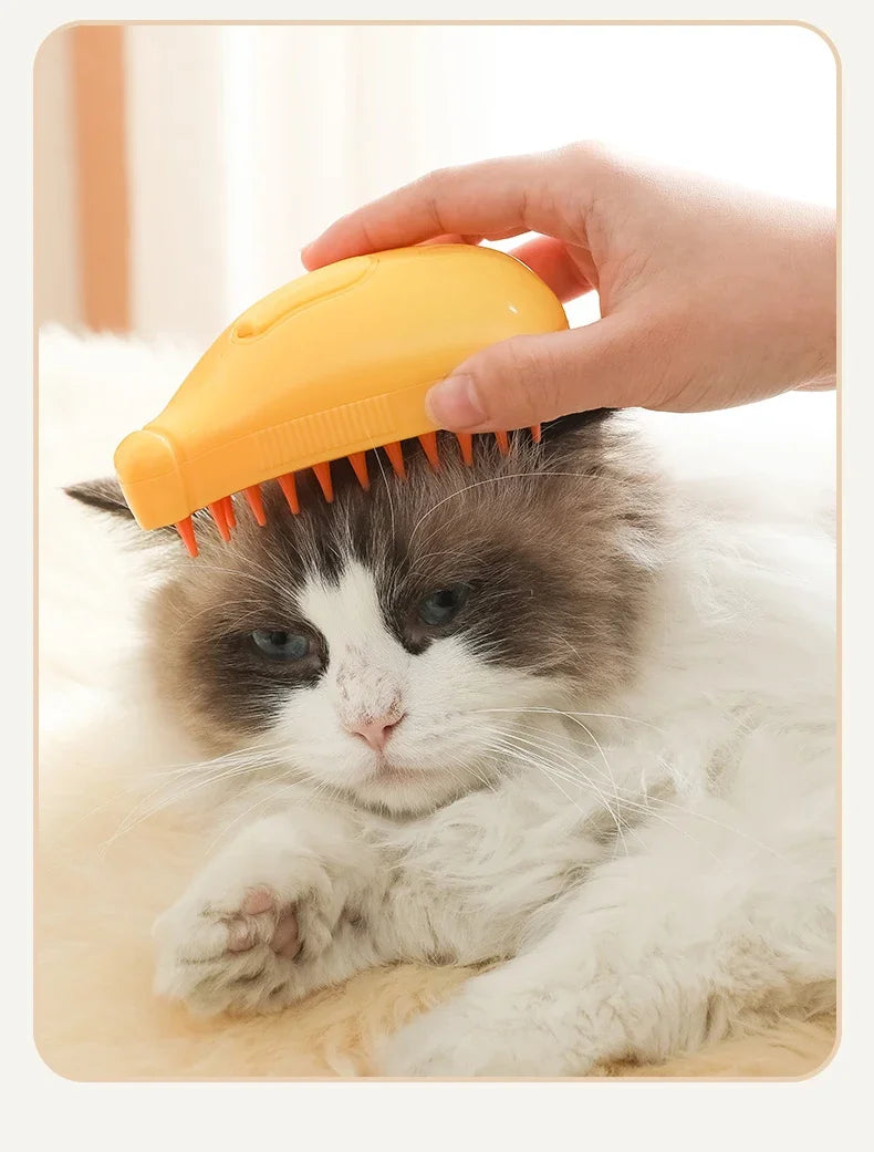 Cepillo de vapor giratorio para gatos y perros, peine eléctrico pulverizador para eliminar el pelo, cepillo de gato de silicona suave para masaje, peine de aseo, accesorios para mascotas