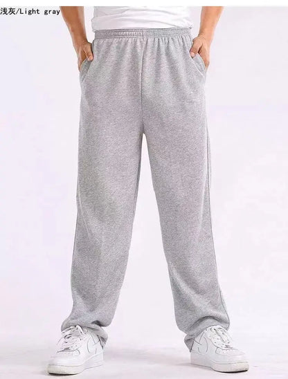 Men's American Style Loose Fit Sport Pants Casual Running Fitness Straight Leg Long Trousers  Elastic Waist  Gym Workout Clothes