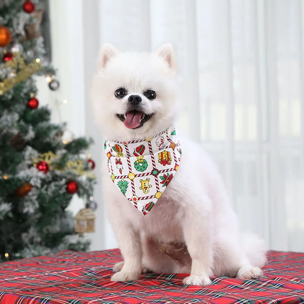 Christmas Dog Bandanas Christmas Tree and Santa Claus Dog Scarf for Boys and Girls Holiday Bandana for Cats Xmas Pet Accessories