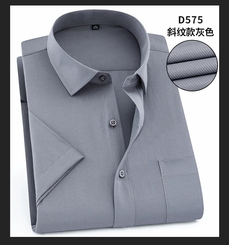 Nueva camisa de manga corta para hombre 7XL8XL de negocios casual sin planchado de alta calidad tallas grandes ropa de carga de moda de primavera y verano