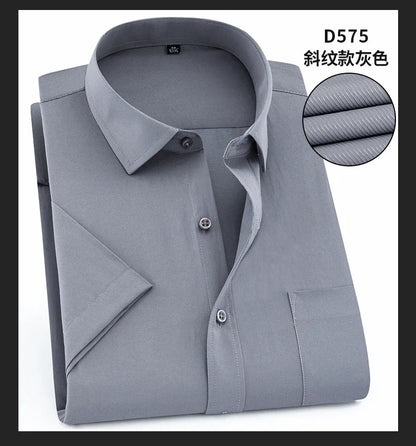 Nueva camisa de manga corta para hombre 7XL8XL de negocios casual sin planchado de alta calidad tallas grandes ropa de carga de moda de primavera y verano