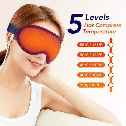 Masajeador ocular eléctrico Compresa caliente Alivio del estrés Calefacción Vibración Masaje Conectar música Relajación Cuidado ocular plegable Gafas inteligentes