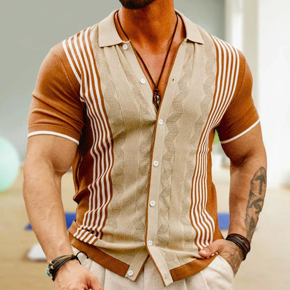 Camisas tipo polo Jacquard estilo europeo para hombre, tejido de punto, informal de negocios, frescura veraniega, viscosa de calidad, elásticas, sedosas