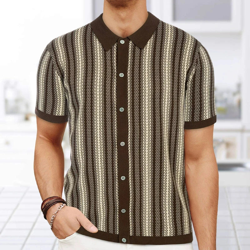 Camisas tipo polo Jacquard estilo europeo para hombre, tejido de punto, informal de negocios, frescura veraniega, viscosa de calidad, elásticas, sedosas