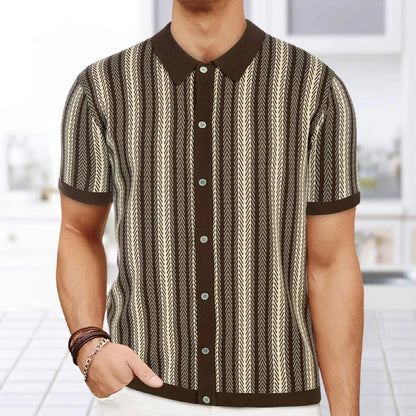 Camisas tipo polo Jacquard estilo europeo para hombre, tejido de punto, informal de negocios, frescura veraniega, viscosa de calidad, elásticas, sedosas