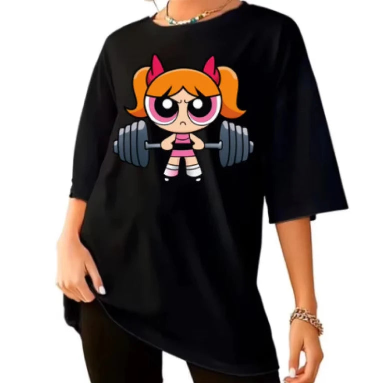 Blusa Súper Potente para Chicas Entrenamiento de Ropa Urbana Camiseta de Mujer Camiseta de Gimnasio Fitness de Academia
