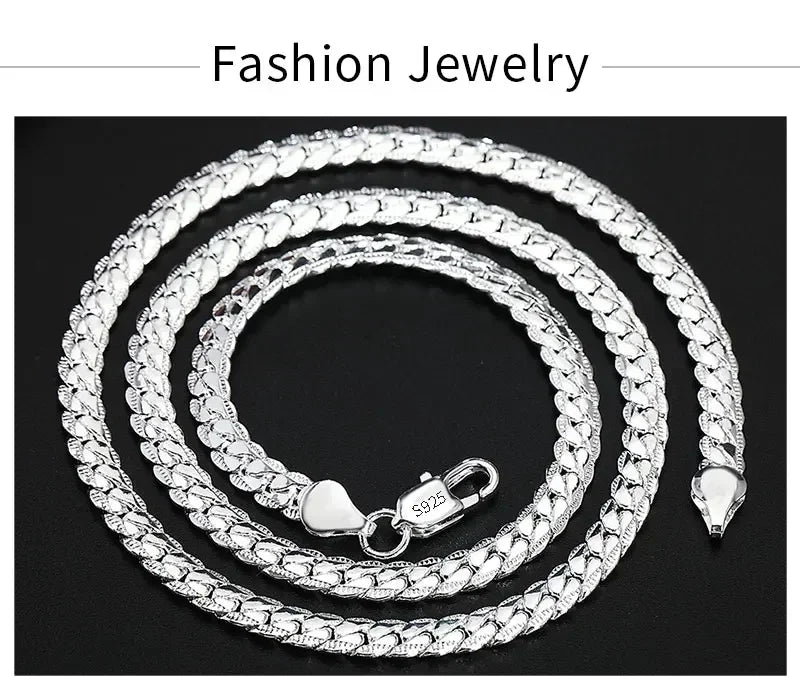 New arrive 925 Sterling Silver 6MM 18K Gold Full Sideways Figaro Chain Necklace For Woman Man Fashion Wedding designer Jewelry