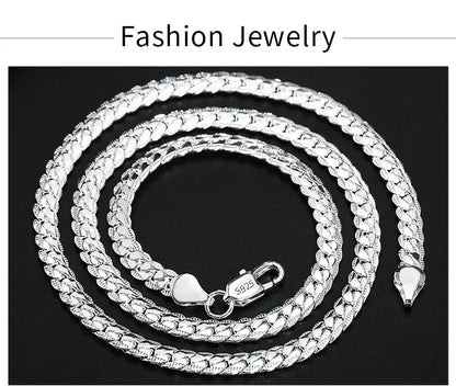New arrive 925 Sterling Silver 6MM 18K Gold Full Sideways Figaro Chain Necklace For Woman Man Fashion Wedding designer Jewelry