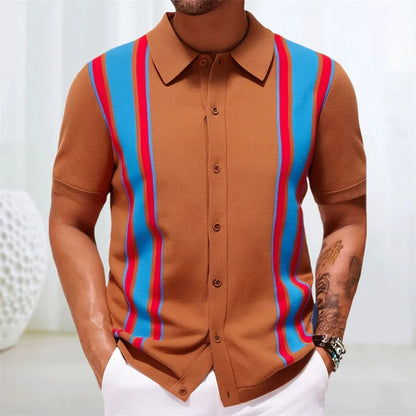 Camisas tipo polo Jacquard estilo europeo para hombre, tejido de punto, informal de negocios, frescura veraniega, viscosa de calidad, elásticas, sedosas