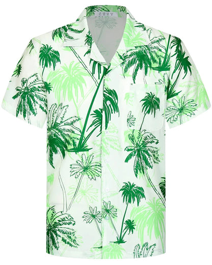 Camisas Hawaianas de Verano para Hombre, Manga Corta, Botones, Estampado de Árboles de Coco, Camisa Casual de Playa Aloha Tallas Grandes 6XL, Ropa para Hombre