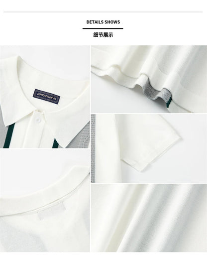Camisas tipo polo Jacquard estilo europeo para hombre, tejido de punto, informal de negocios, frescura veraniega, viscosa de calidad, elásticas, sedosas