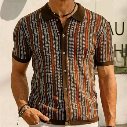Camisas tipo polo Jacquard estilo europeo para hombre, tejido de punto, informal de negocios, frescura veraniega, viscosa de calidad, elásticas, sedosas