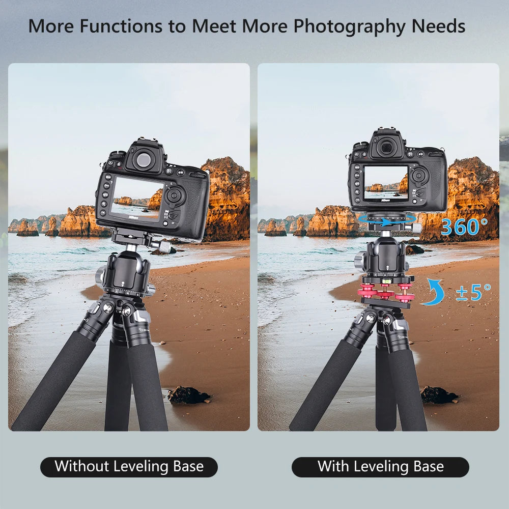VICELK Leveling Base Tripod Head+360° Panoramic Pan Base for Macro Panoramic Photography with +/-5 Degree Precision Adjustment