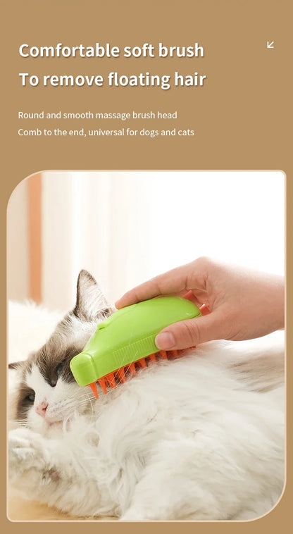 Cepillo de vapor giratorio para gatos y perros, peine eléctrico pulverizador para eliminar el pelo, cepillo de gato de silicona suave para masaje, peine de aseo, accesorios para mascotas