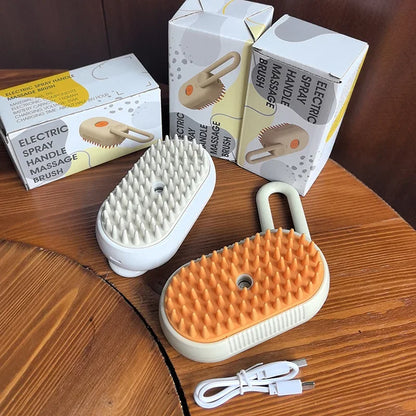 Cepillo de vapor giratorio para gatos y perros, peine eléctrico pulverizador para eliminar el pelo, cepillo de gato de silicona suave para masaje, peine de aseo, accesorios para mascotas