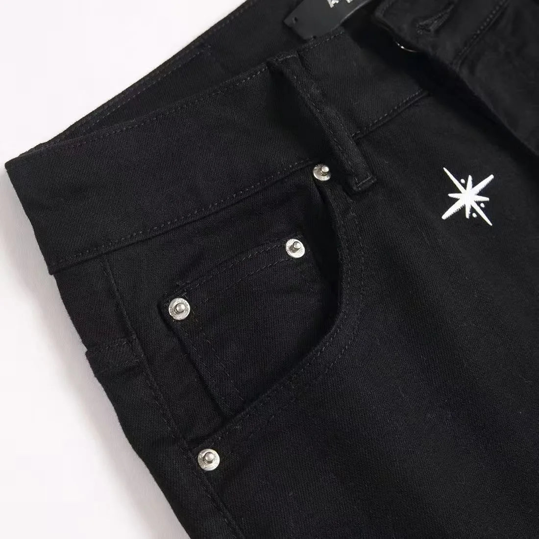 Pantalones vaqueros de hombre elásticos de tubo recto con estampado retro, tendencia de moda de otoño e invierno, vaqueros cómodos deportivos casuales de alta calidad
