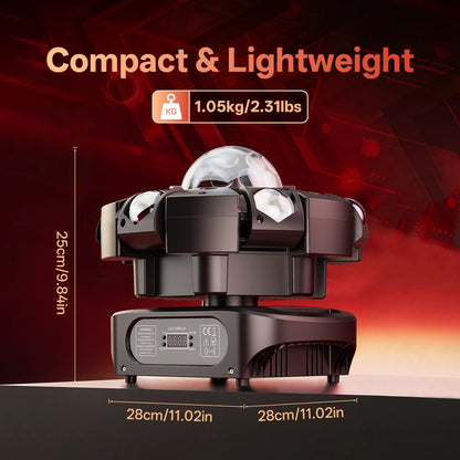 120W 6-Arm Beam Magic Ball Light RGBW Stage Effect Lighting Projector DMX Remote Control Strobe Lights for Party Club Bar Disco