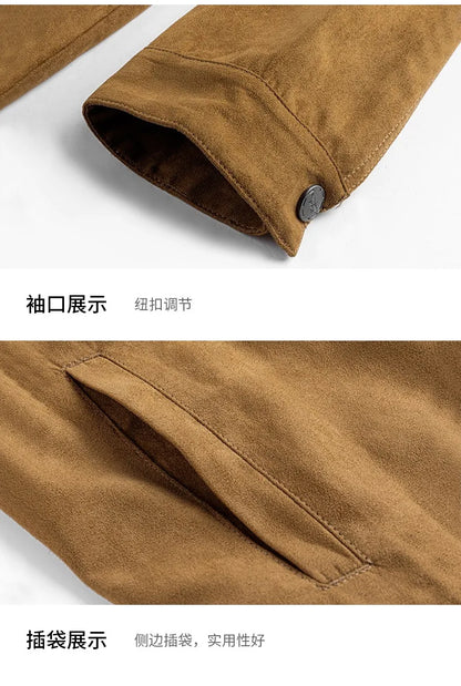 Chaqueta estilo británico de primavera y otoño para hombre, chaqueta informal de gamuza, moderna con botones, personalidad informal, ropa nueva para hombre.