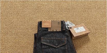 Jeans cónicos casuales rectos lavados de mezclilla de alta gama con corte 3D, peso pesado, estilo retro americano, cómodos, a la moda para hombres, Otoño 2025
