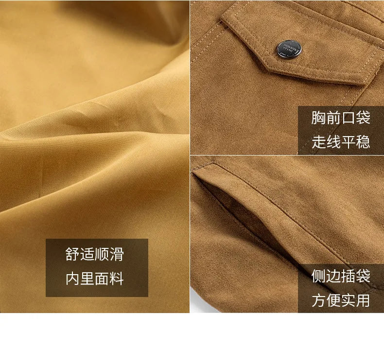 Chaqueta estilo británico de primavera y otoño para hombre, chaqueta informal de gamuza, moderna con botones, personalidad informal, ropa nueva para hombre.