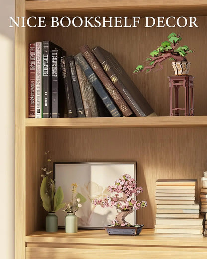 Robotime Rolife 3D Rompecabezas de Madera de Bonsái de Sakura Fácil Montaje Kit de Bonsái de Pino de Hoja Perenne Regalo de Navidad para la Familia Decoración del Hogar