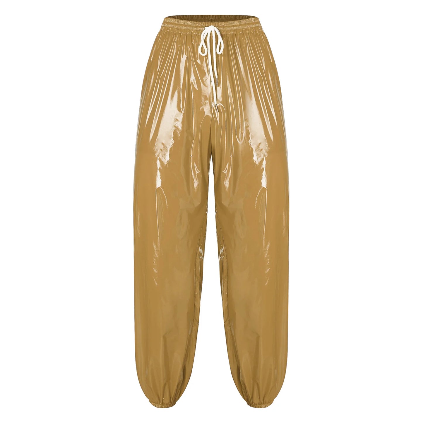 Pantalones Holgados Brillantes para Hombre Y2K con Cordón en la Cintura, Elástico en la Cintura, Bolsillos Laterales, Pantalones de Chándal Holgados y Brillantes, Disfraces de Hip Hop