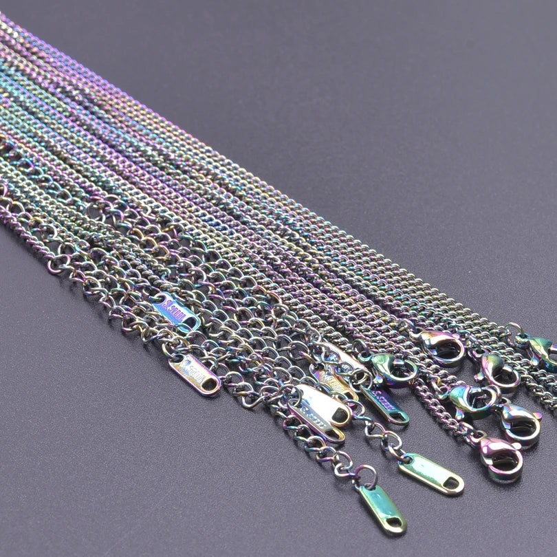 2/5pcs Rainbow Chain New Personalized Multiple Shape Designs Necklace Chains For Jewelry Making DIY 304 Stainless Steel Chains