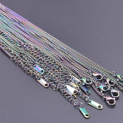 2/5pcs Rainbow Chain New Personalized Multiple Shape Designs Necklace Chains For Jewelry Making DIY 304 Stainless Steel Chains