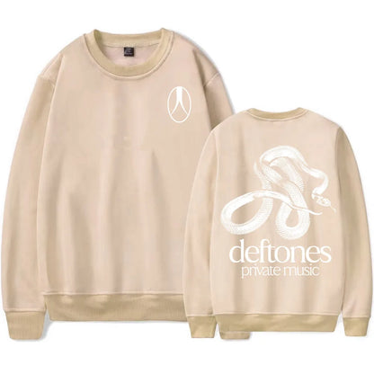 Sudadera de manga larga con lista de canciones Private Music Deftones Rock Band estampada con capucha, cuello redondo, informal, suelta, para hombre, otoño