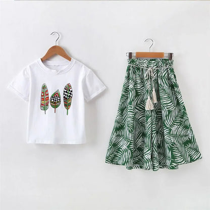 Ropa de verano 2023 para niñas, conjuntos de ropa para niños, manga corta + pantalones, conjunto de ropa para niños de 3 4 5 6 7 8 9 10 11 12 años