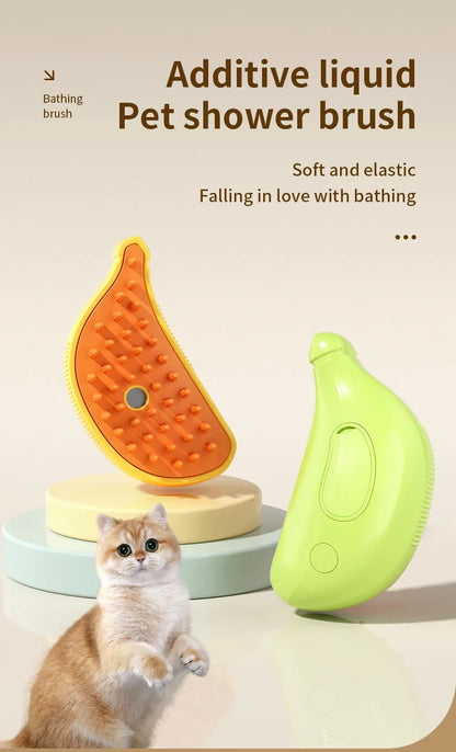 Cepillo de vapor giratorio para gatos y perros, peine eléctrico pulverizador para eliminar el pelo, cepillo de gato de silicona suave para masaje, peine de aseo, accesorios para mascotas