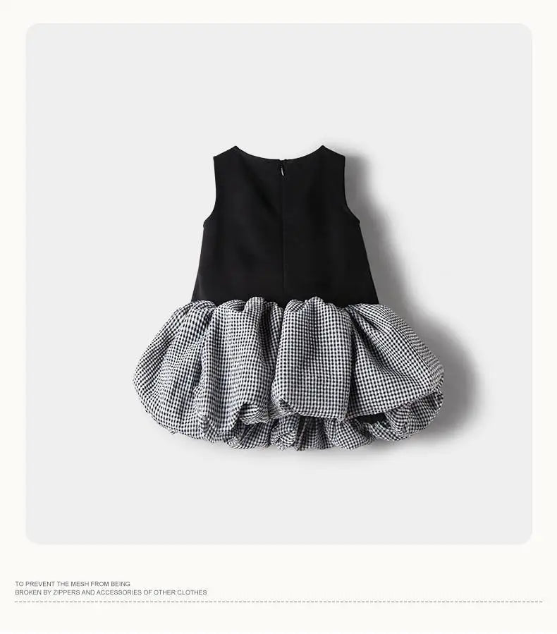 2025 Corea Niñas Bebé Vestido Verano Primavera Otoño Cuadros Retazos Vestidos Casuales Moda Niños Ropa Vestidos