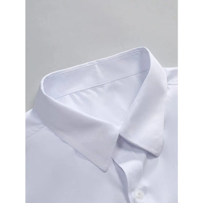 Camisas de negocios para hombre elásticas para las cuatro estaciones, de manga larga, de color sólido, elegantes, informales, de la marca 2025