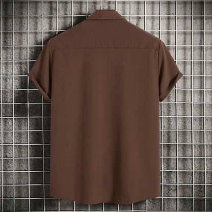 Nuevas camisas de manga corta para hombre, moda, lisas, informales, cárdigan con solapa, tops para hombre, blusa cómoda de un solo botón, camisas de playa de verano