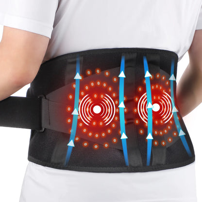 Cinturón Masajeador Vibratorio Calefactor, Soporte de Cintura con Compresas Calientes de Luz Roja, Masajeador de Espalda, Cinturón de Soporte Lumbar