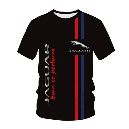 Camisetas Jaguar para hombre y mujer, ropa de calle con estampado de carreras 3D, deportiva, casual, a la moda, oversize, cuello redondo