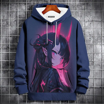 Sudadera con capucha de anime para hombre, a la moda, con estampado gráfico, estilo hip hop, ropa de calle, para primavera y otoño, sudaderas con capucha de gran tamaño para hombre