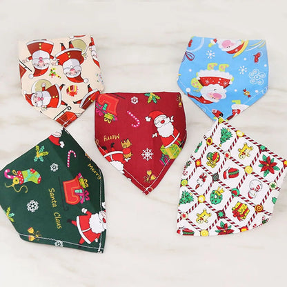 Christmas Dog Bandanas Christmas Tree and Santa Claus Dog Scarf for Boys and Girls Holiday Bandana for Cats Xmas Pet Accessories