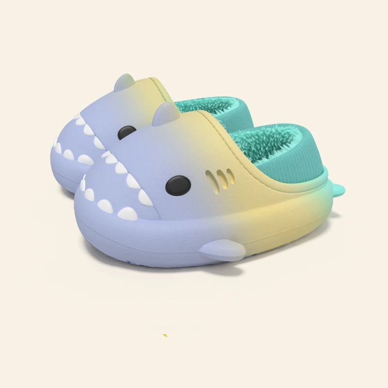 Winter Cute Children EVA Shark Slippers Girls Soft Indoor Home Cotton Sandals Boys Non-Slip Thick Slides Kids Waterproof Shoes