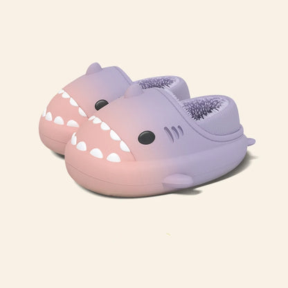 Winter Cute Children EVA Shark Slippers Girls Soft Indoor Home Cotton Sandals Boys Non-Slip Thick Slides Kids Waterproof Shoes