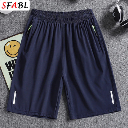 New Summer Casual Shorts Men Boardshorts Breathable Beach Shorts Elastic Jogging Running Sports Men's Short Pants Zipper Pockets