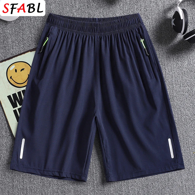 New Summer Casual Shorts Men Boardshorts Breathable Beach Shorts Elastic Jogging Running Sports Men's Short Pants Zipper Pockets