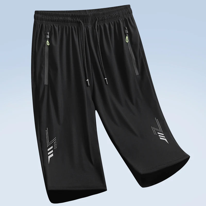 New Summer Casual Shorts Men Boardshorts Breathable Beach Shorts Elastic Jogging Running Sports Men's Short Pants Zipper Pockets