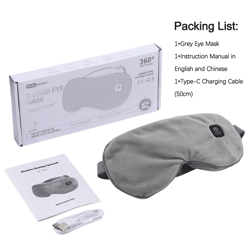 Masajeador ocular eléctrico Compresa caliente Alivio del estrés Calefacción Vibración Masaje Conectar música Relajación Cuidado ocular plegable Gafas inteligentes